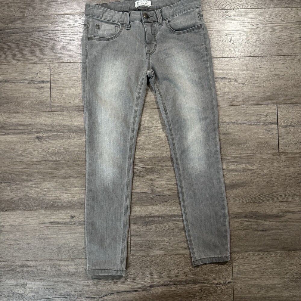 Free People Skinny Jeans Womens 27 Charcoal Wash Mid Rise Distressed Stretch
